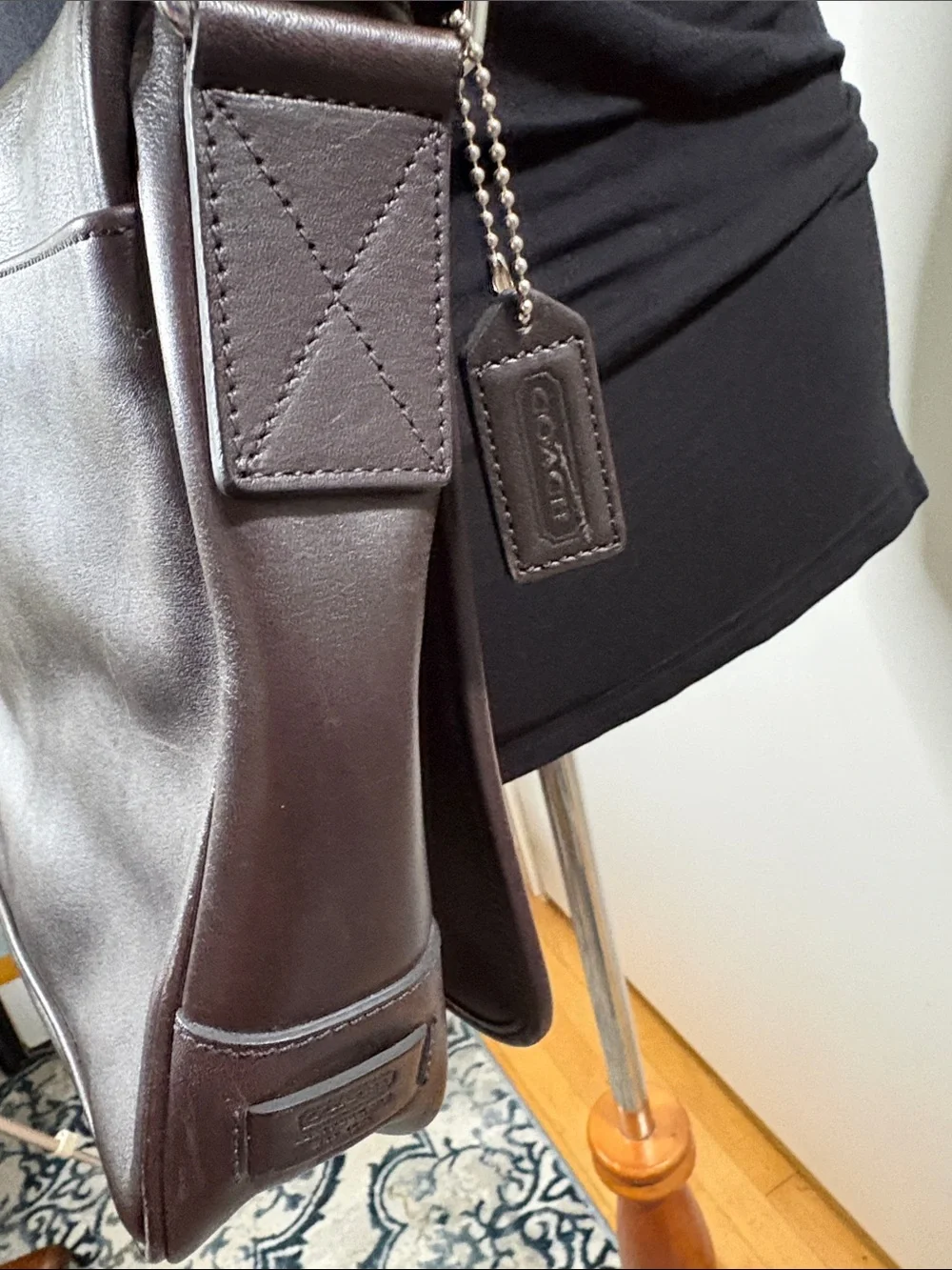 Coach Dark Brown Leather Laptop Shoulder Bag